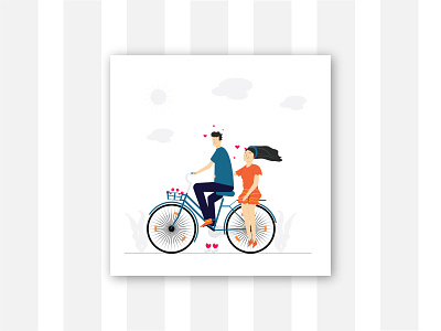 Lovely Couple/ Cute Couple on Bicycle