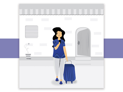 Lady with Luggage Illustration