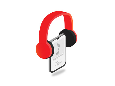 3d mobile music headphone app designs concept
