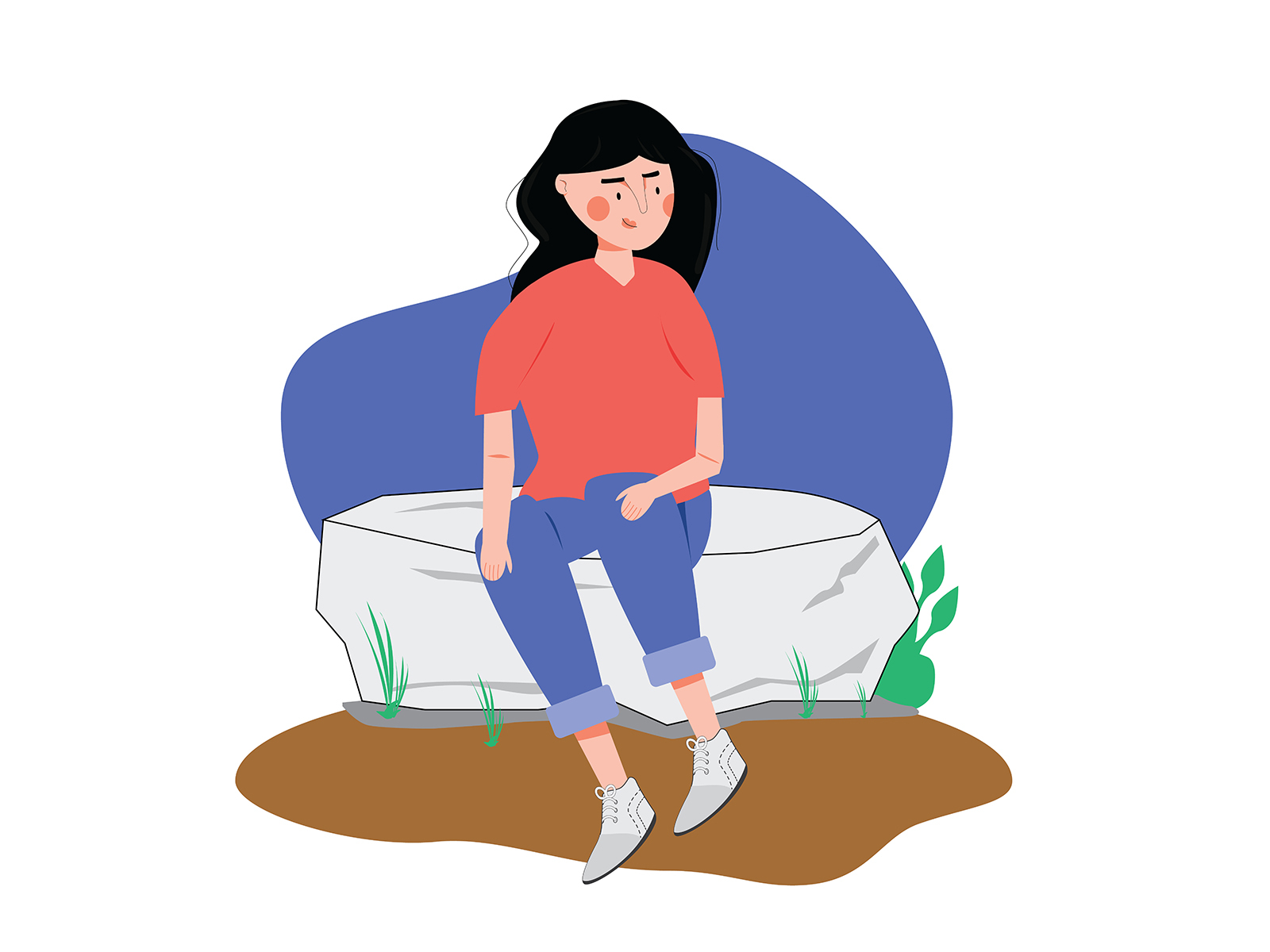 A girl sitting on a rock in a garden by Aakarshit Joshi on Dribbble