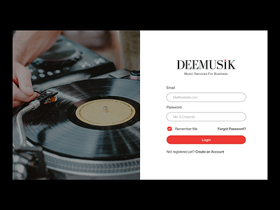 Deemusik Login Page design graphic design ui ui design