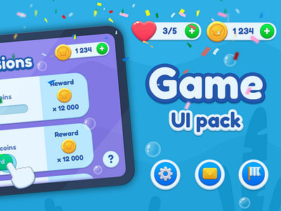 Casual GUI Mobile game UI pack