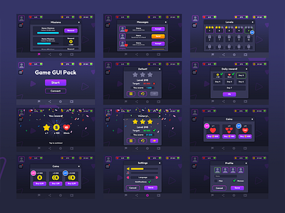 Flat Game GUI Pack casual design flat game graphic design gui illustration ui