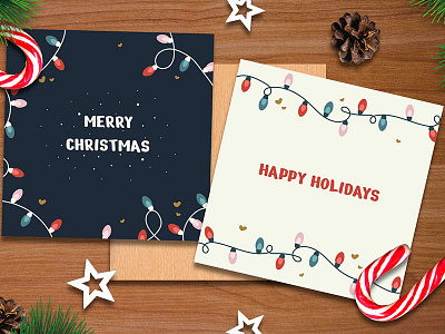 Christmas New Year holiday cards. Square postcard templates. card christmas design flat graphic design greeting illustration merry new vector winter year