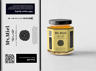 Mr.miel Honey Jar Label Design branding design flat graphic design label logo minimal product label