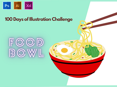 Food Bowl -Food Illustration - Day 2 of 100 day of illustration branding design flat graphic design illustration logo typography ux vector