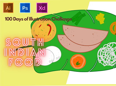Day 3 - 100 days of illustration - South Indian Food branding design flat graphic design illustration logo typography ui ux vector