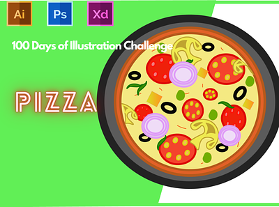 Day-4-Food Illustration - PIZZA branding design flat graphic design illustration logo typography ui ux vector