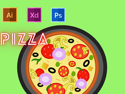 Day-4-Food Illustration - PIZZA branding design flat graphic design illustration logo typography ui ux vector