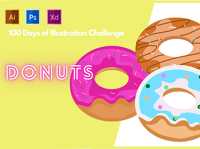 Day-5-Food Illustration-Donuts branding design flat graphic design illustration logo typography ui ux vector