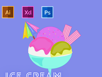Day-6-Food Illustration-Ice Cream branding design flat graphic design illustration logo typography ui ux vector
