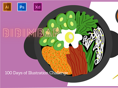 Day-7-Food Illustration-Bibimbap branding design flat graphic design illustration logo typography ui ux vector