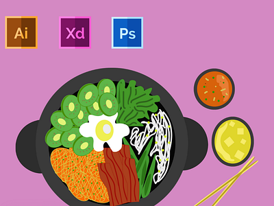 Day-7-Food Illustrator-Bibimbap branding design flat graphic design illustration logo typography ui ux vector