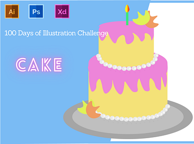 Day-8 Food Illustration Cake branding design flat graphic design illustration logo typography ui ux vector