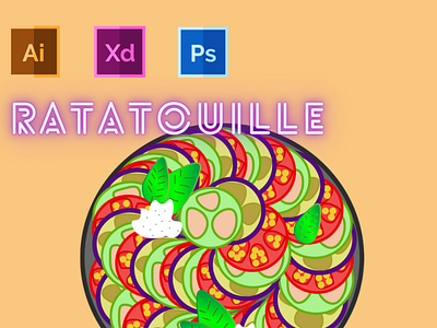 Day-9-Food Illustration-Ratatouille branding design flat graphic design illustration logo typography ui ux vector