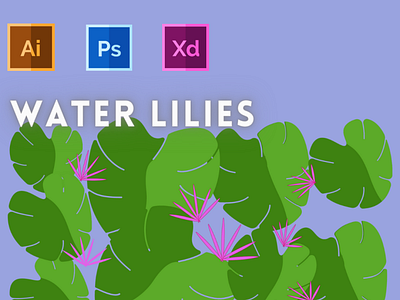 Day-20-Plant Illustration-Water Lilies branding design flat graphic design illustration logo typography ui ux vector