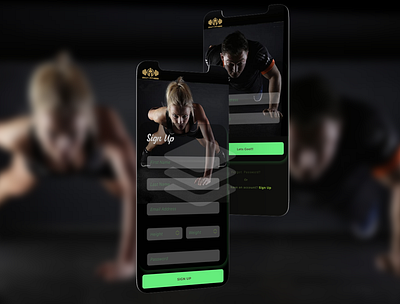 Sign Up page for gym branding dark mobile app signup simple ui ui design