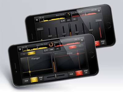 Cross DJ for iPhone design dj effects graphics interface ios iphone red sorin oprisor ui ux yellow