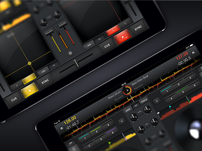 Cross DJ for iPad design dj effects graphics interface ios iphone red sorin oprisor ui ux yellow