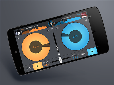 Cross DJ for Android blue design dj effects graphics interface ios iphone sorin oprisor ui ux yellow