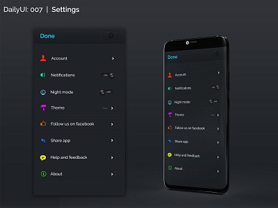 SETTINGS app ui