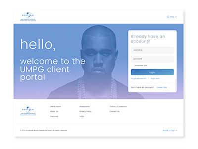 Universal Music Group - Royalty Platform kayne music platform ui umg universal