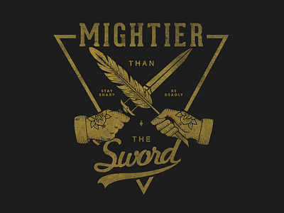 Mightier Than The Sword mightier mighty nib pen quill sword tattoo traditional