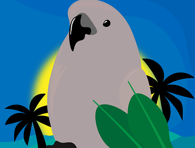 Palm Parrot :) adobe beach bird cute design fun fun parrot illustration illustrator palm tree parrot parrot on a branch parrots party parrot simple sunset vector parrot white parrot