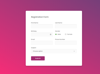 Registration form app bootstrap design html css modern registration form responsive ui ux web