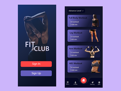 Fitness Concept app design fitness fitness app mobile ui xd