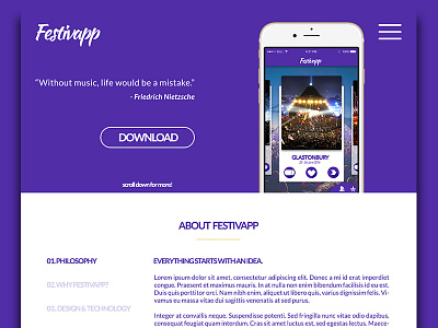 Festivapp Web app festival mobile psd