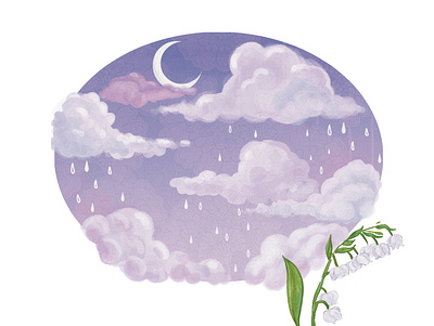 Dreamy skies april calendar clouds design digital illustration esoteric illustration moon photoshop showers texture