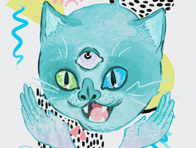 The 90's was totally the cats meow 90s art cats esoteric fun illustration photoshop texture