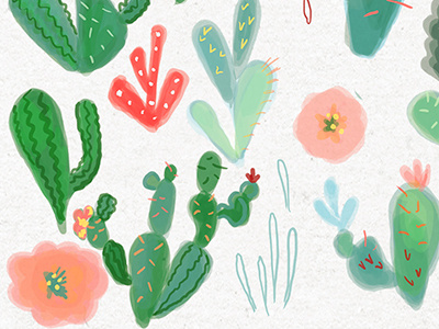 Botanicals and Succulents botanicals cactus floral flowers illustration plants steph heise succulents textile