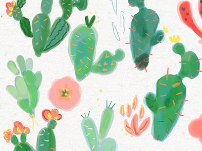 Botanicals and Succulents 2 cacti cactus esoteric floral flowers illustration succulent textile