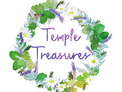 Temple Treasures Logo art cilantro esoteric floral flowers freelance freelance illustrator illustration lavendar logo mint parsley photoshop sage