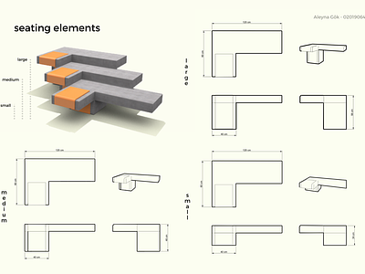 technical drawings, seating elements