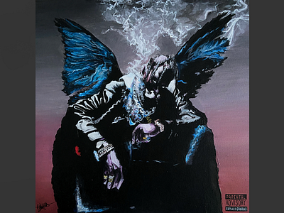Cover painted - Travis Scott - Birds in the trap sing McKnigh acrylic acrylic paint acrylicpainting album art cactus jack cover goosebumps hand drawn hiphop kanyewest kid cudi paint painter painting rap rap music travis scott wings