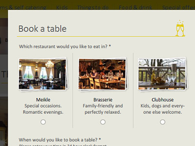 Restaurant Booking modal