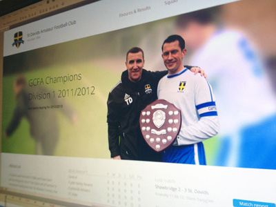 St. Davids AFC homepage redesign amateur clean football sports team web design website white