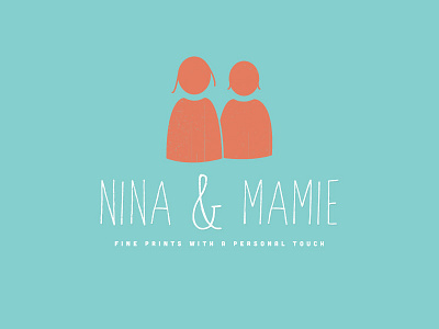 Nina and Mamie logo development blue brand distressed hand drawn logo mark red texture type