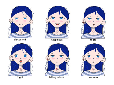 Set of emotions character character design character emotions design digital art digitalart emotions emotions set illistrator illustration set of emotions vector