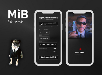 Man in Black sign up page black design app humor iphone joke kharkiv kiev man in black mobile app page sign up form sign up page sign up screen ui ui design ukraine user interface ux ux design uxui