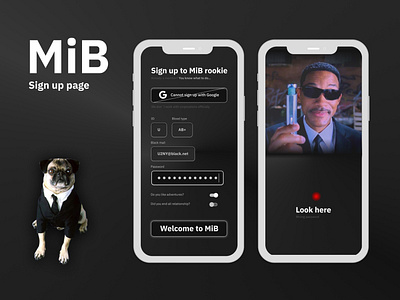 Man in Black sign up page