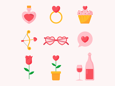 Valentines day icon set flat icon illustration love set ui ux valentine valentine day valentines day vector web website