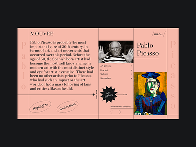 Pablo Picasso Artist Page 2d art clean css flat homepage html landing page minimal pablo picasso ui ux web webdesign website