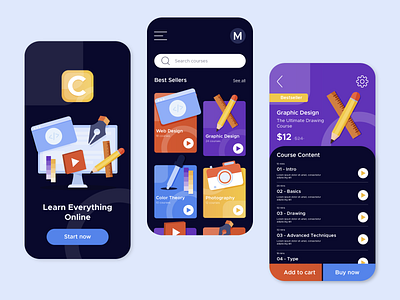 Course app interface app app design application course illustration ios mobile mobile ui online ui ux vector web website