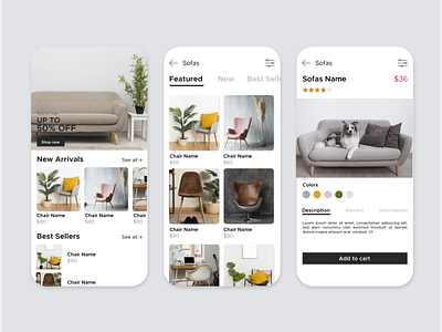 Furniture shopping app interface animation app app design application character furniture illustration interface interface design ui ux web website