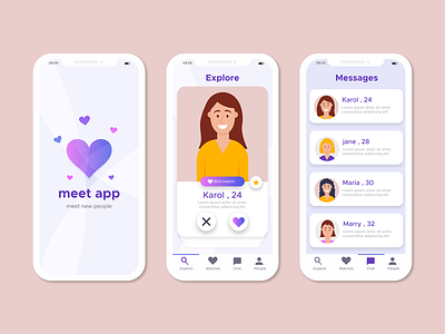 Dating App app character flat illustration mobile ui ux vector web website