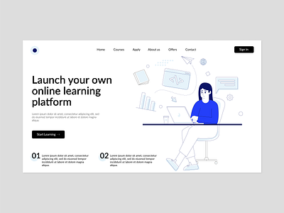 Online learning landing page character illustration landing page landingpage ui ux web website